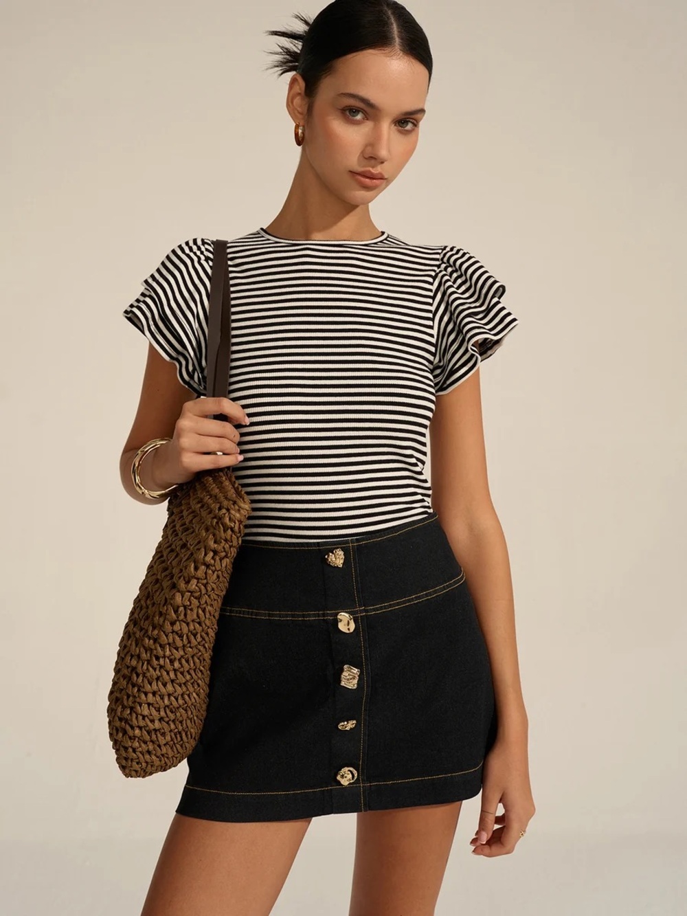 Commense Striped Ribbed Top - Picture 6 of 16